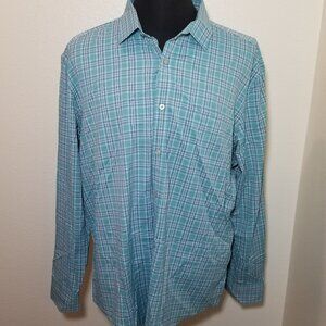 Untuckit Mens XXL Long Sleeve Shirt Teal Gerard Wrinkle Free Button Up Preppy